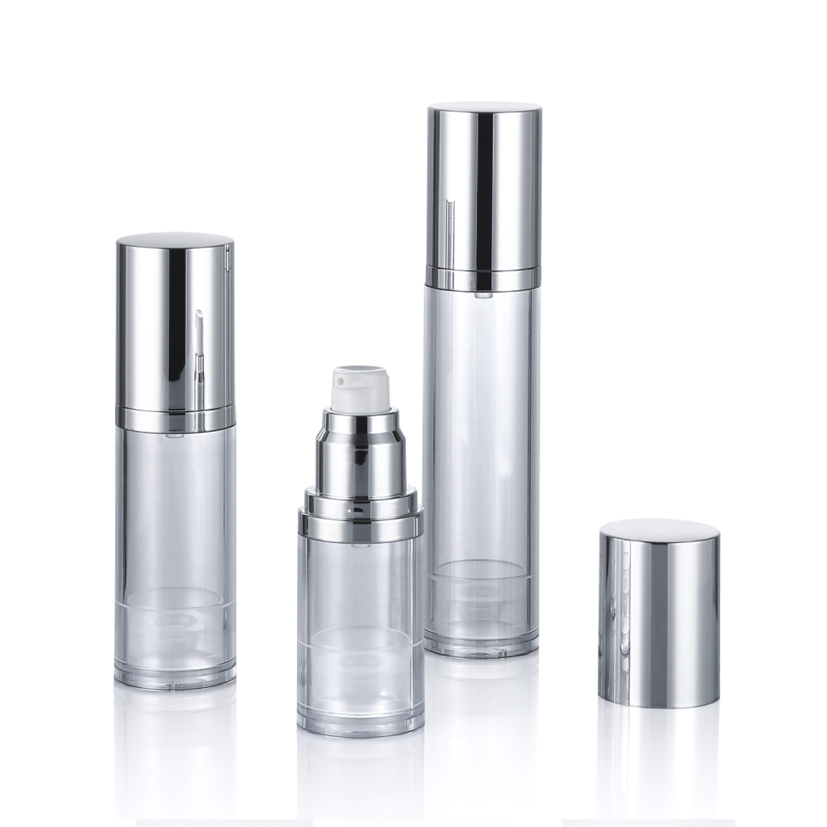 15ml 30ml 50ml Custom Shiny/Matte Silver Cosmetic Skin Care Pompă fără aer L04-1