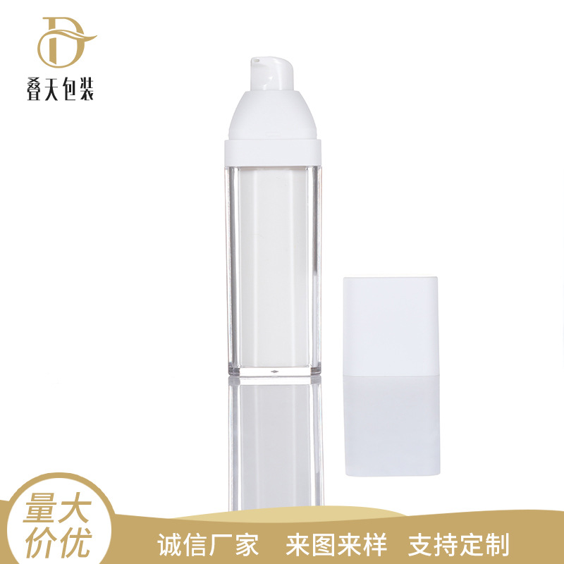 Sticlă de loțiune de vid pătrat alb 15/50ml presă rotativă dublă strat rotativ Essence Cosmetics Subplackage Sticlă de vid